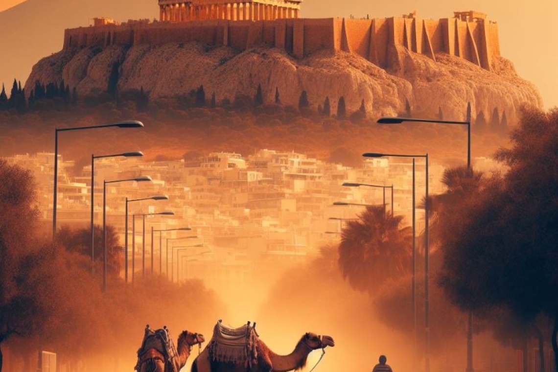 Με χιούμορ η ΕΛ.ΑΣ. για την αφρικανική σκόνη - Η ανάρτησή της με τις καμήλες στο κέντρο της πορτοκαλί Αθήνας 