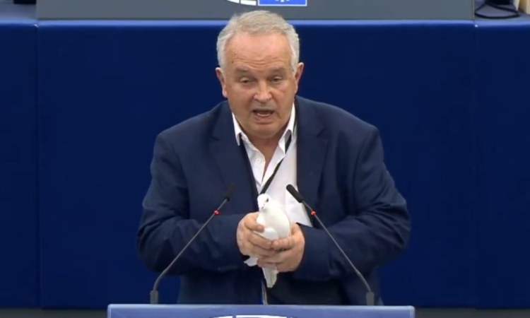 Ευρωβουλευτής άφησε ένα περιστέρι να πετάξει στο Κοινοβούλιο - Βίντεο