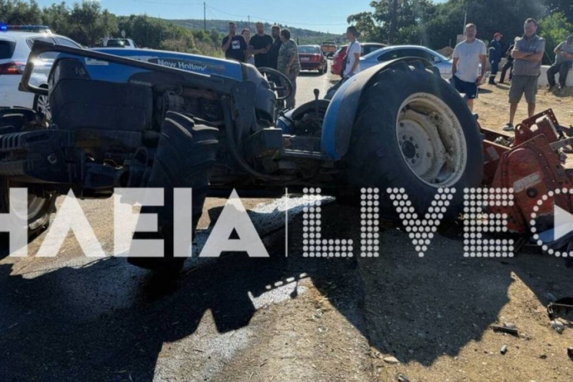 Σοβαρό τροχαίο στην Κυλλήνη με αυτοκίνητο και τρακτέρ
